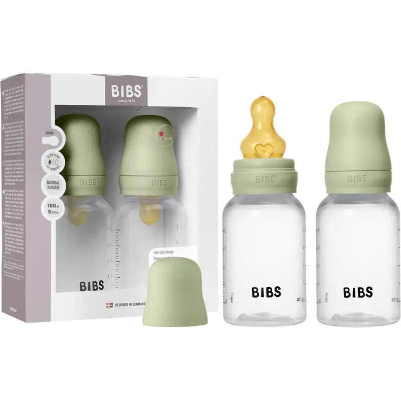 Bibs Sage Baby Bottle Round Latex 2-Pack 150 Ml Slow Flow 1