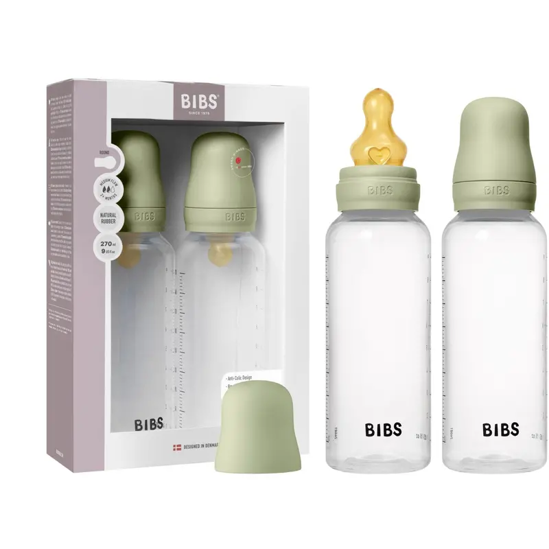 Bibs Sage Baby Bottle Round Latex 2-Pack 270 Ml Medium Flow 1