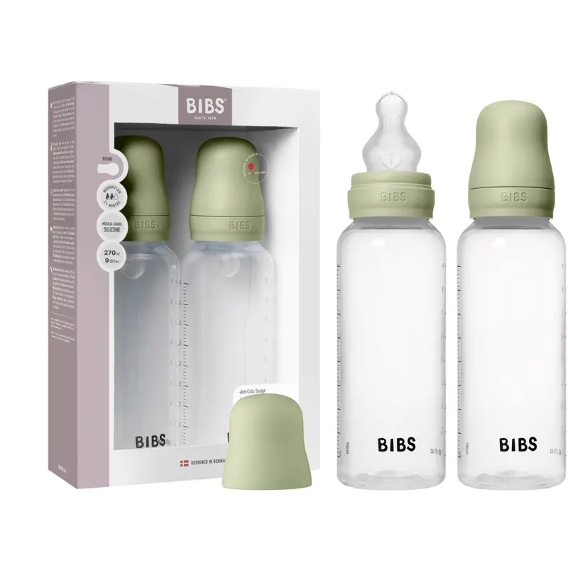 Bibs Sage Baby Bottle Round Silicone 2-Pack 270 Ml Medium Flow 1