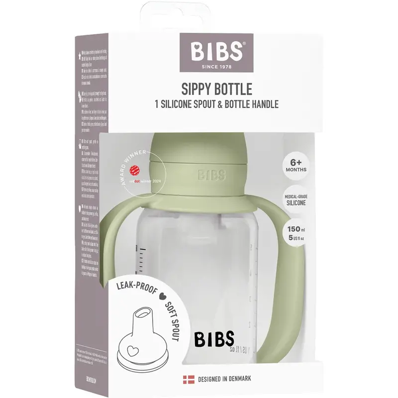 Bibs Sage Baby Sippy Bottle Spout Round Silicone Slow Flow 1