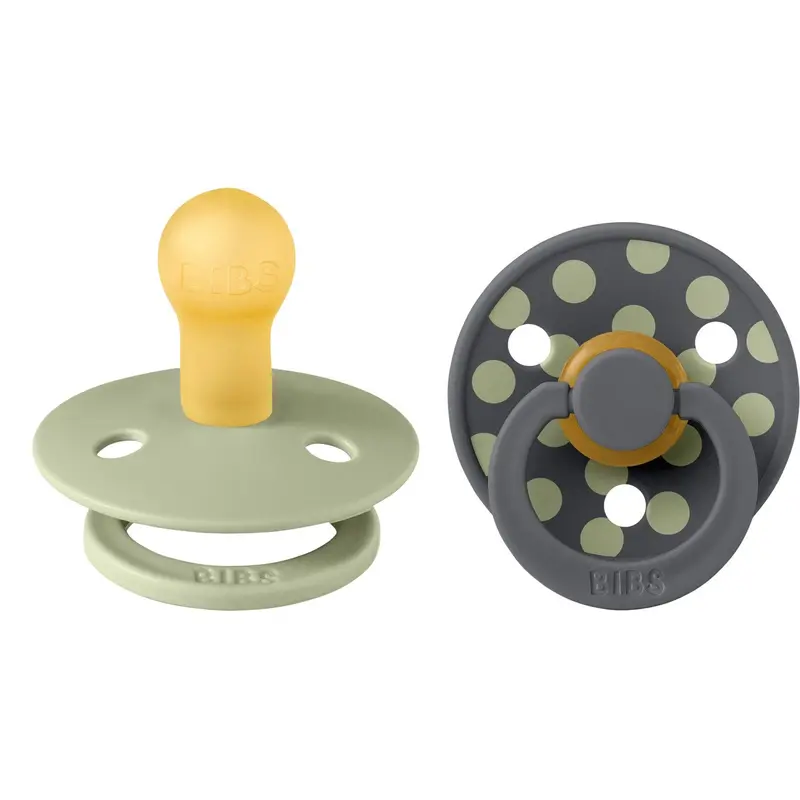 Bibs Sage/Iron Pacifier Studio Colour 2-Pack Polka Latex 2