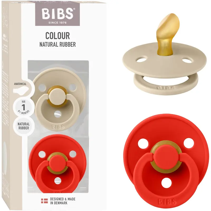 Bibs Vanilla/Candy Apple Pacifier Colour 2-Pack Anatomical Latex 1
