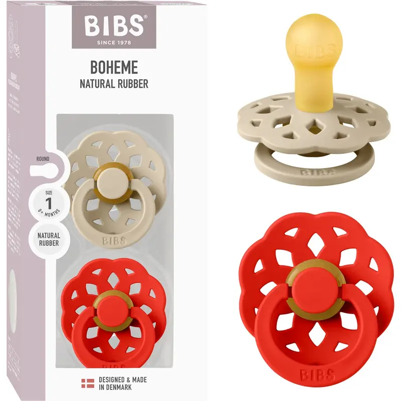 Bibs Vanilla Pacifier Boheme 2-Pack Latex Candy Apple 1