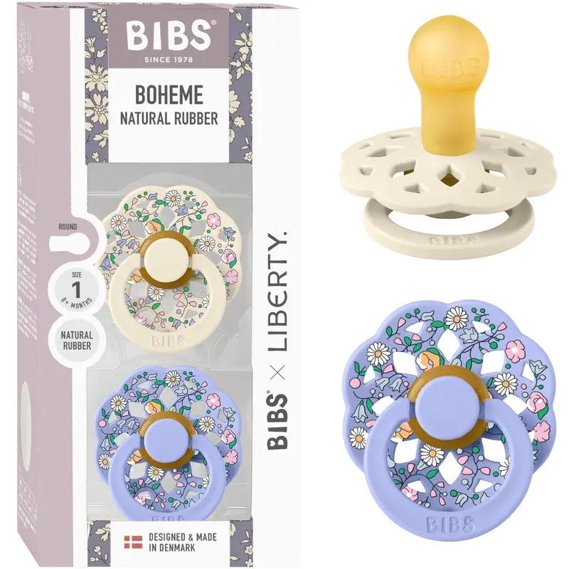 Bibs X Liberty Ivory Mix Pacifier Boheme 2-Pack Chloe Meadow Latex 1