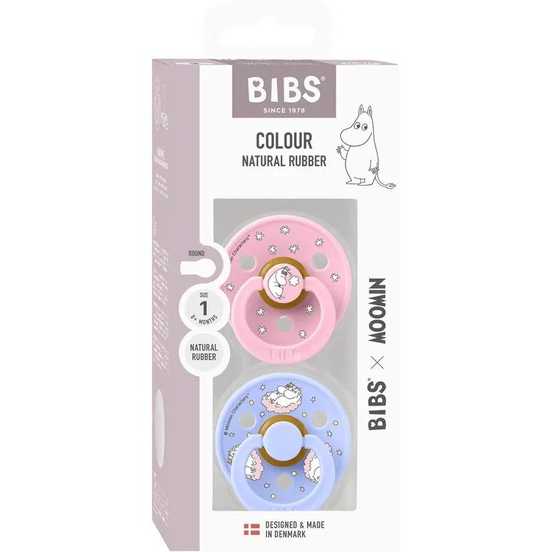Bibs X Moomin Baby Pink Mix Pacifier Colour 2-Pack Dreaming Latex 1