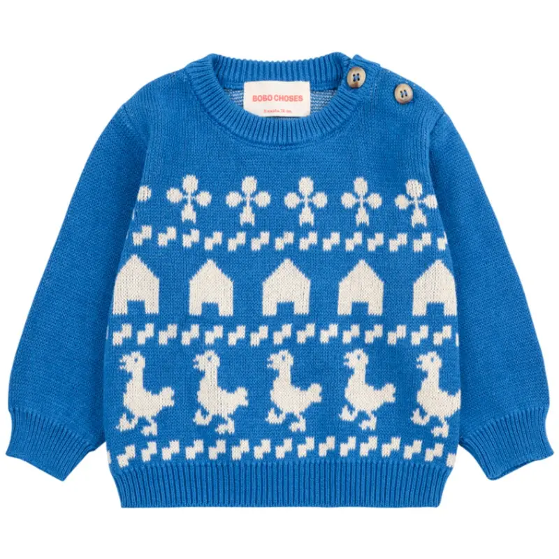 Bobo Choses Blue Farm Jaquard Jumper 1