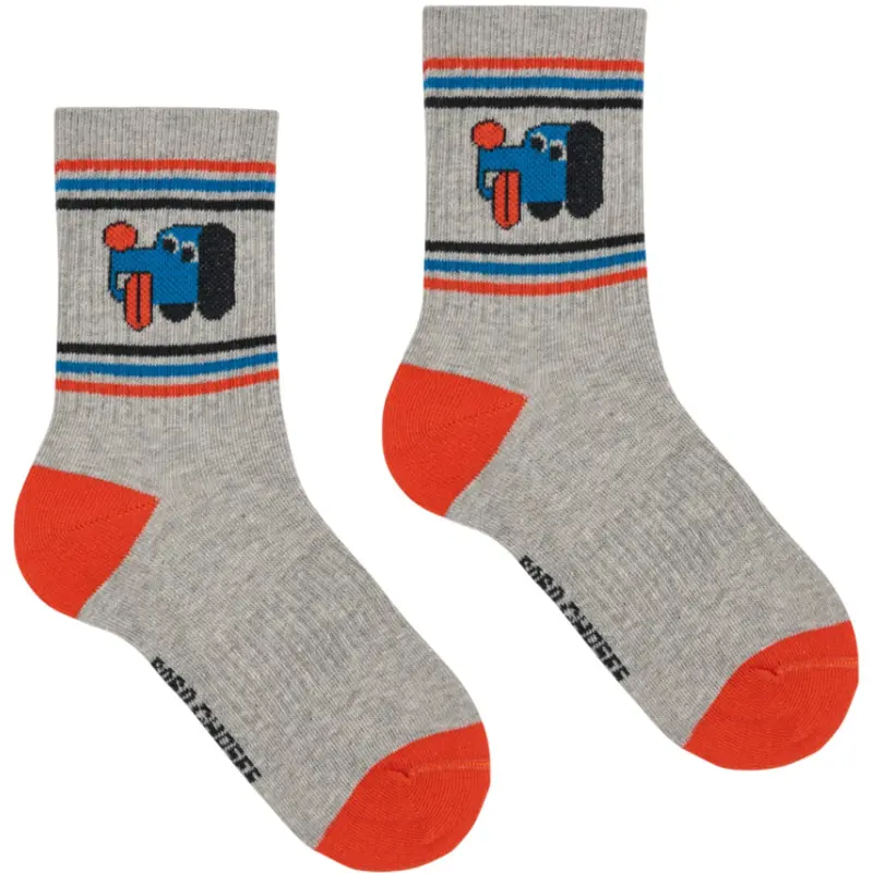 Bobo Choses Heather Grey Doggy Mate Short Socks 1