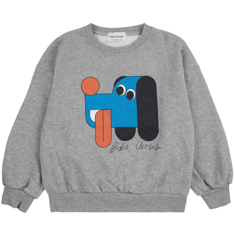 Bobo Choses Heather Grey Doggy Mate Sweatshirt 1