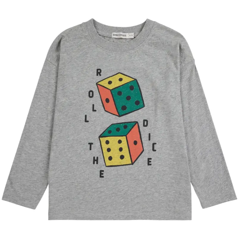 Bobo Choses Heather Grey Roll The Dice T-Shirt 1