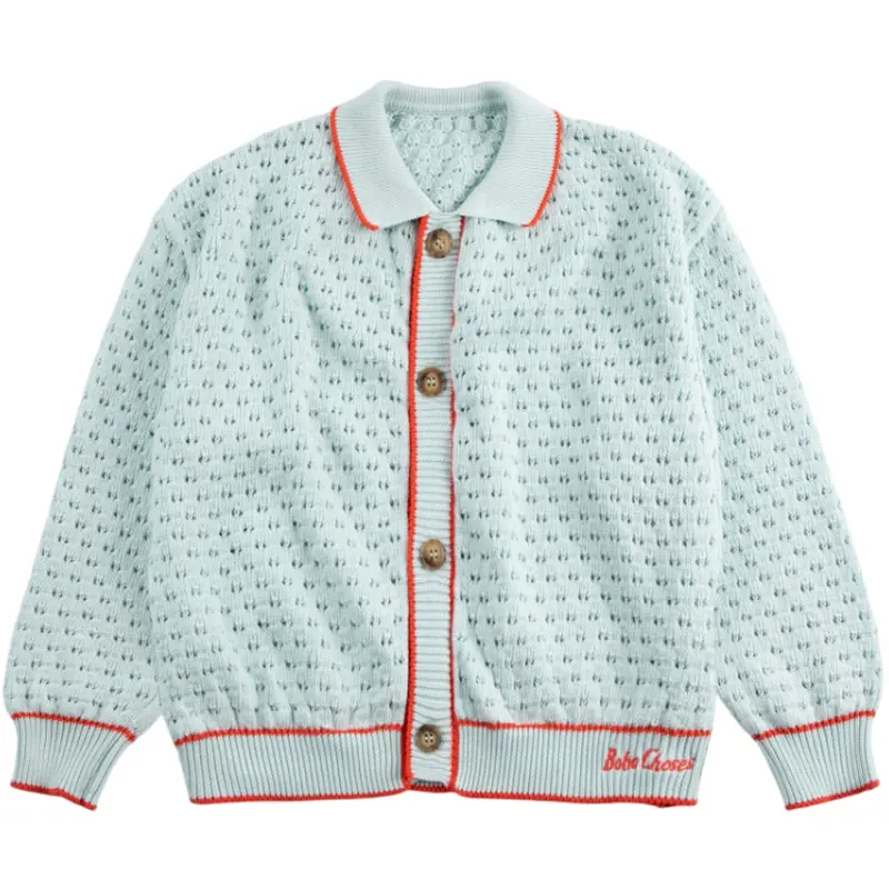 Bobo Choses Light Blue Bc Openwork Cardigan 1