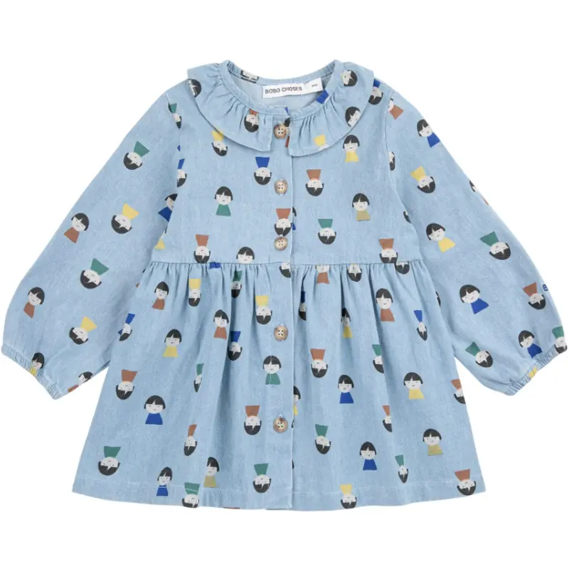 Bobo Choses Light Blue Game Pawns All Over Light Denim Dress 1