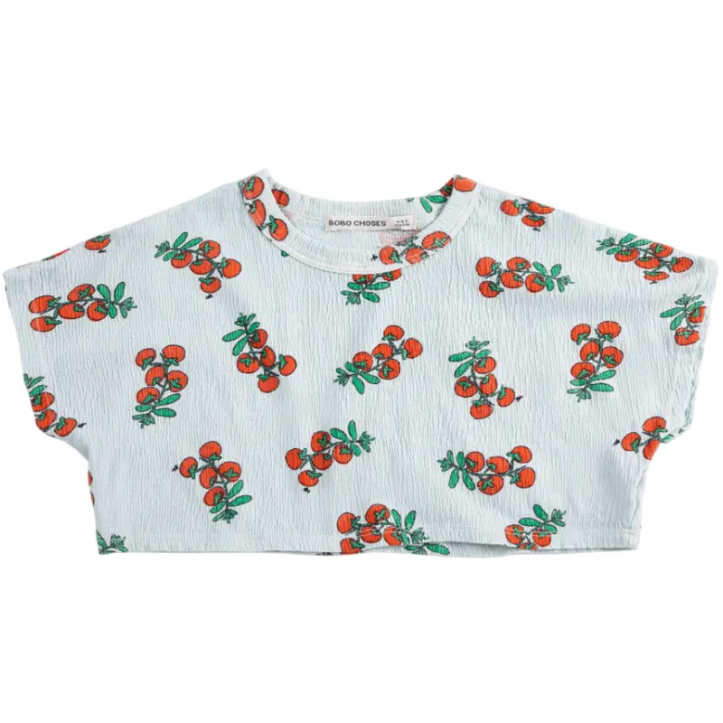 Bobo Choses Light Blue Juicy Tomatoes All Over Cropped T-Shirt 1