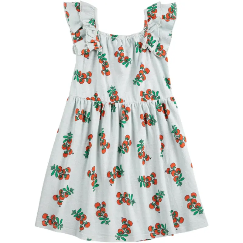 Bobo Choses Light Blue Juicy Tomatoes All Over Ruffled Dress 1