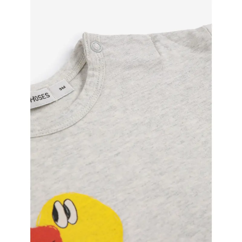 Bobo Choses Light Heather Grey Striped Duck T-Shirt 3