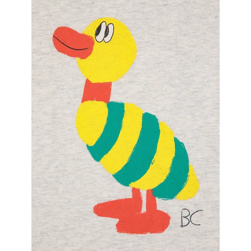 Bobo Choses Light Heather Grey Striped Duck T-Shirt 4