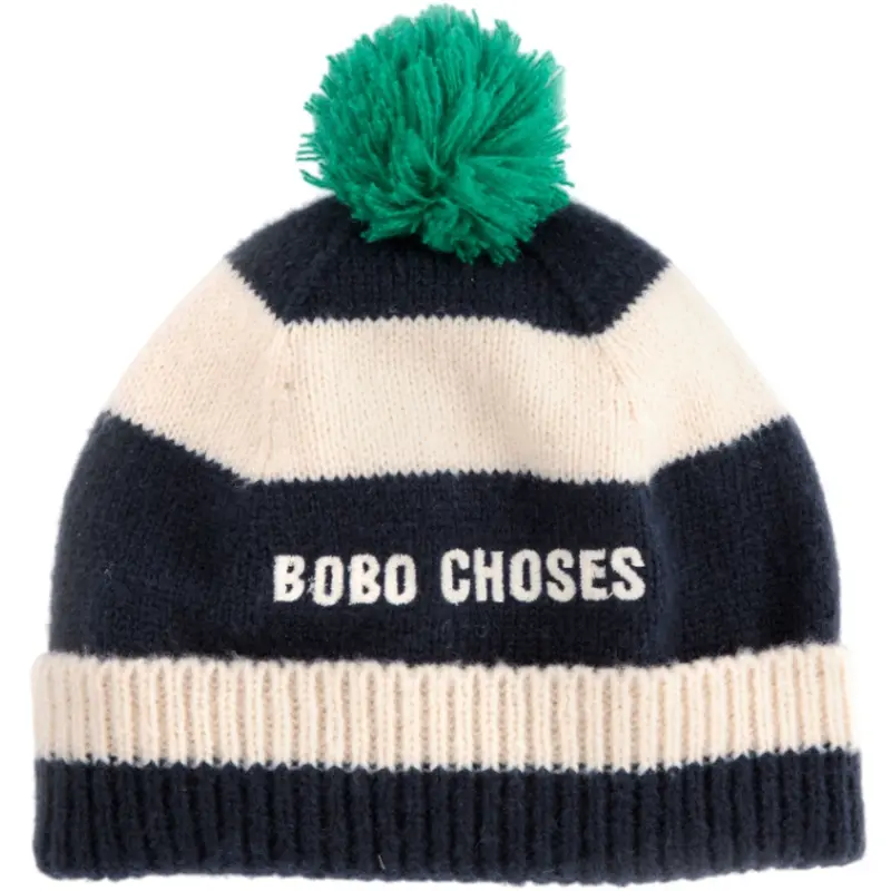 Bobo Choses Midnight Blue Striped Beanie 1