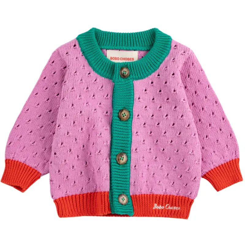 Bobo Choses Multicolor Color Block Open Work Cardigan 1