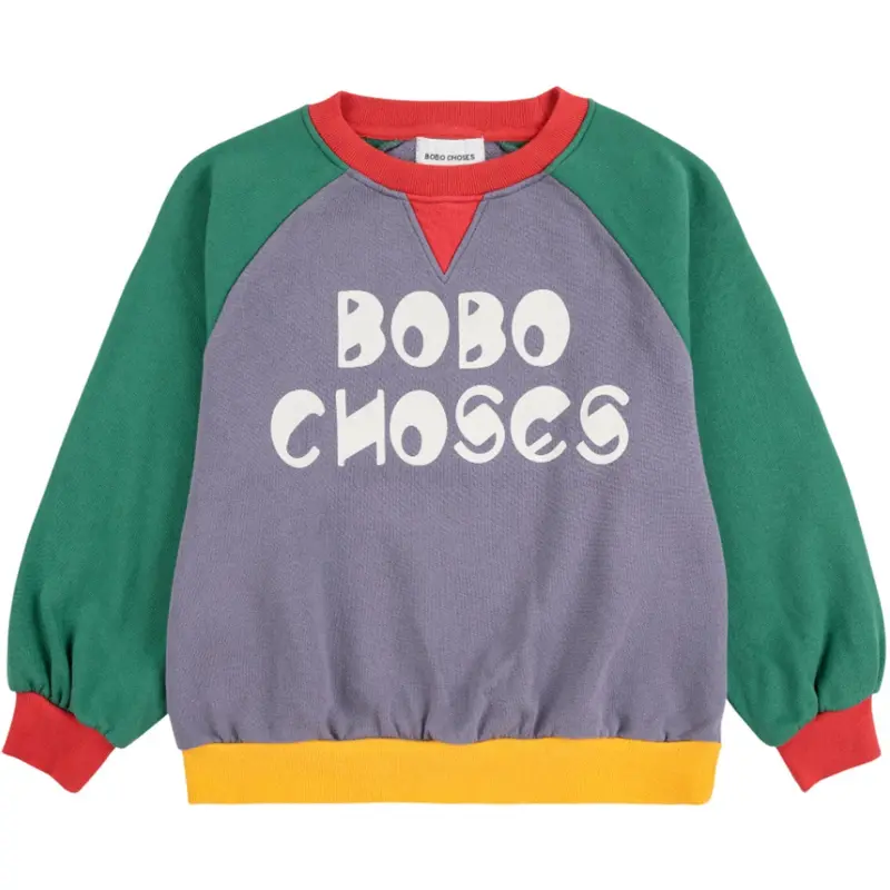 Bobo Choses Multicolor Color Block Ranglan Sweatshirt 1