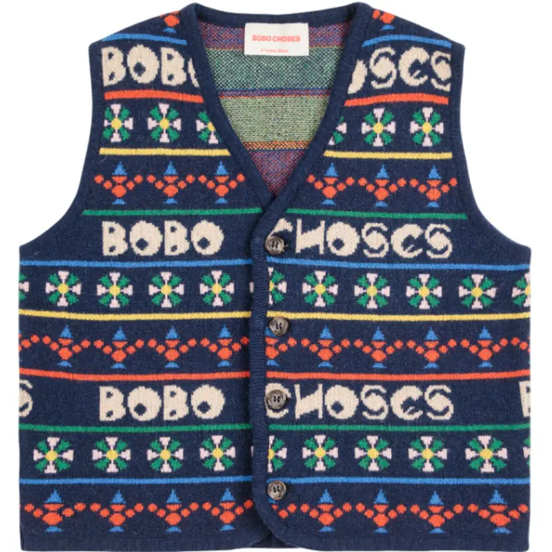 Bobo Choses Multicolor Toys All Over Knitted Vest 1