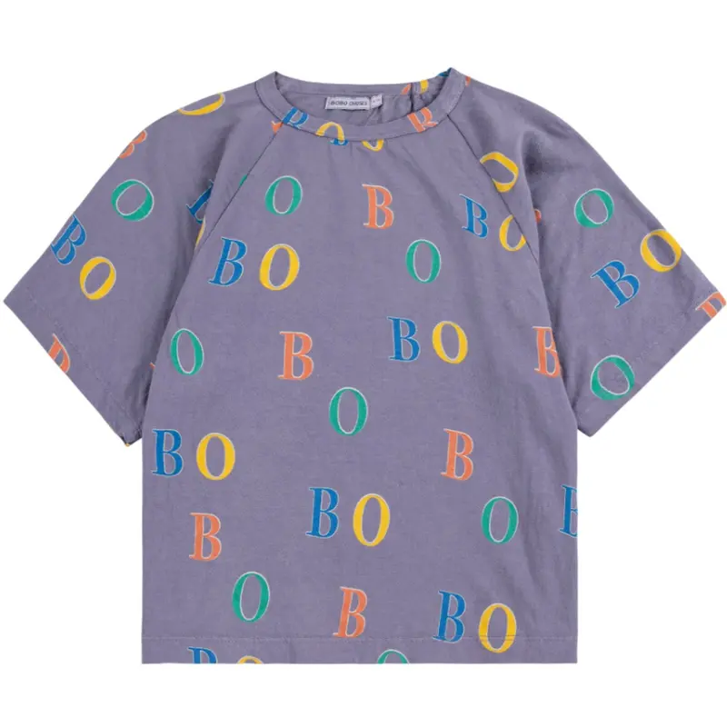 Bobo Choses Navy Blue Multicolor Bobo All Over Ranglan T-Shirt 1