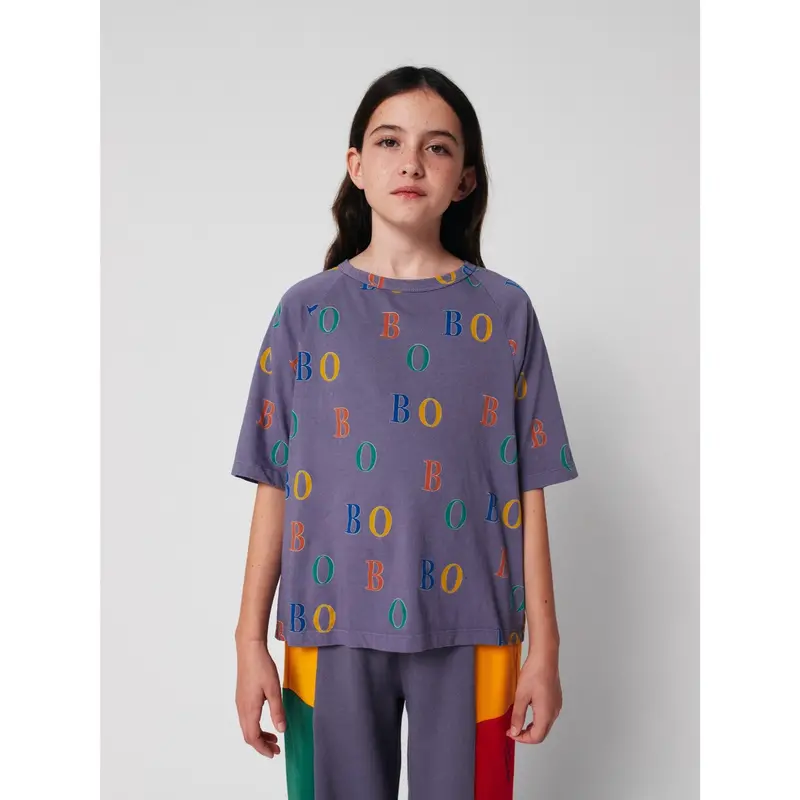 Bobo Choses Navy Blue Multicolor Bobo All Over Ranglan T-Shirt 2