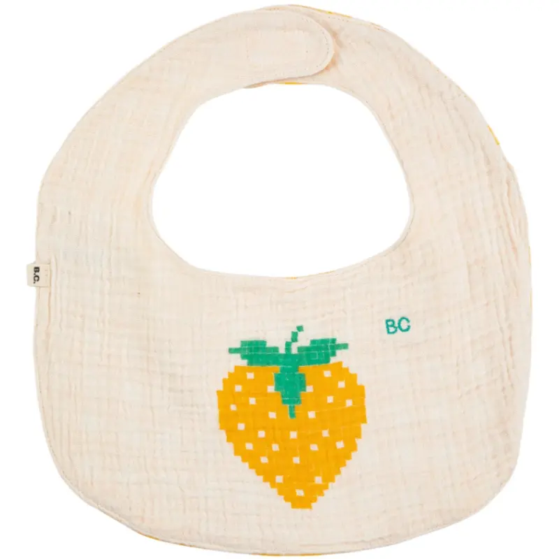 Bobo Choses Offwhite Pixel Strawberry Bib 1