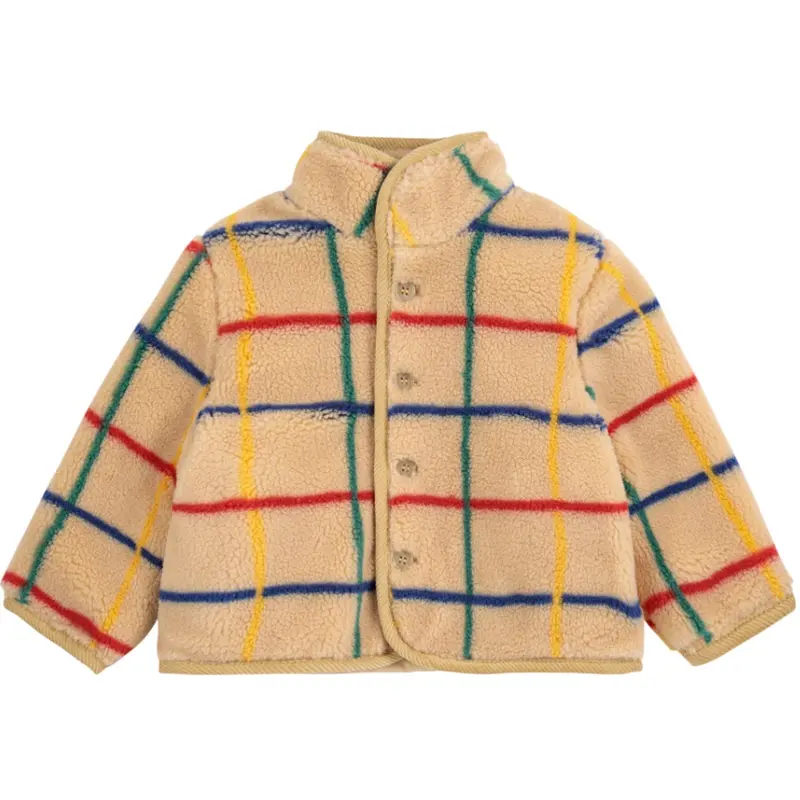 Bobo Choses Offwhite Stripe Color Sheepskin Jacket 1
