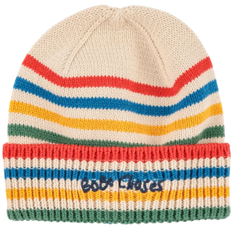 Bobo Choses Offwhite Tic Tac Toe Knitted Striped Beanie 1
