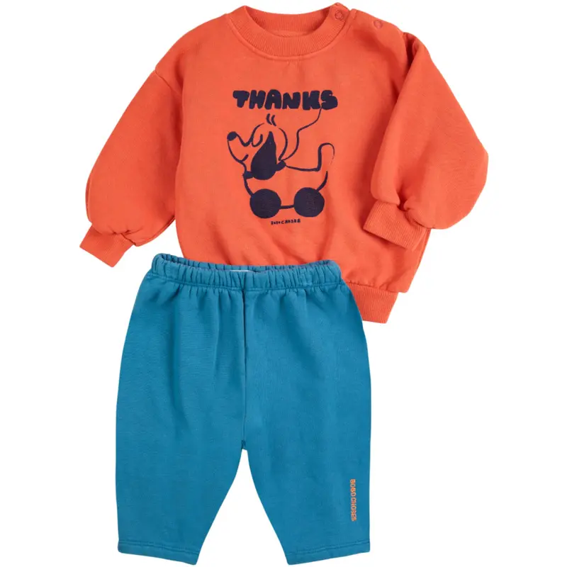 Bobo Choses Orange Rolling Dog Fleece Set 1