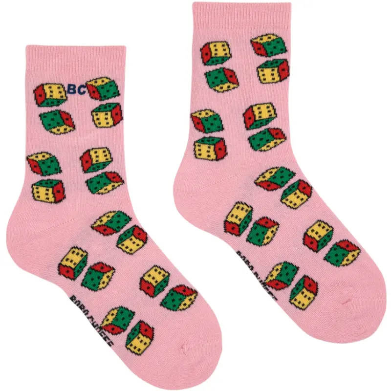 Bobo Choses Pink Dices All Over Short Socks 1