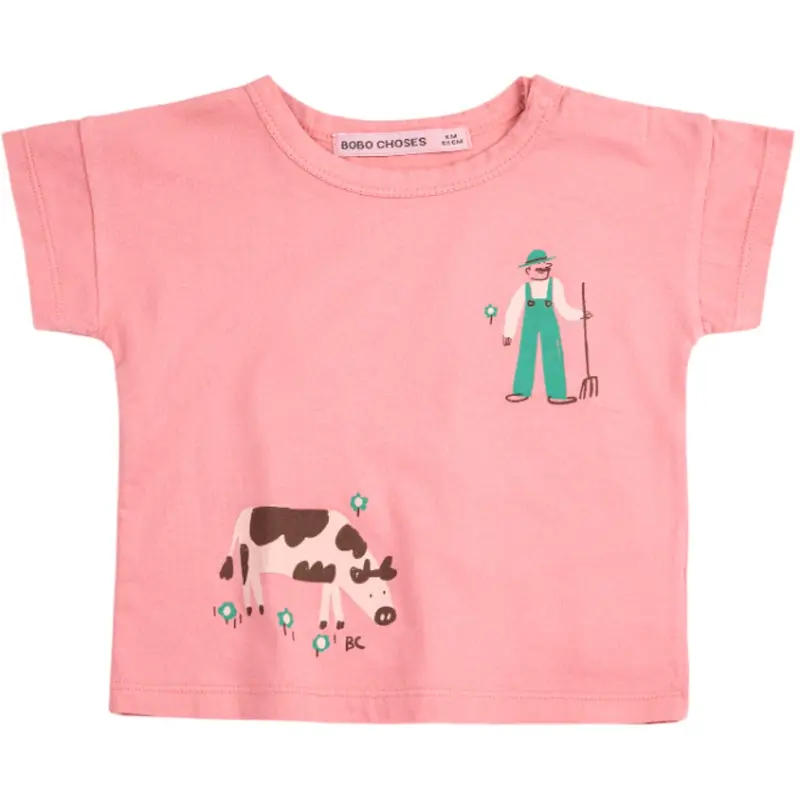 Bobo Choses Pink Farm Adventure T-Shirt 1