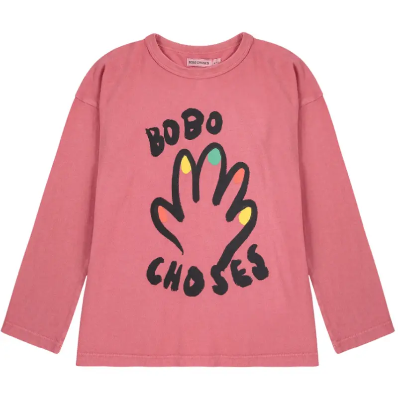 Bobo Choses Pink High Five T-Shirt 1