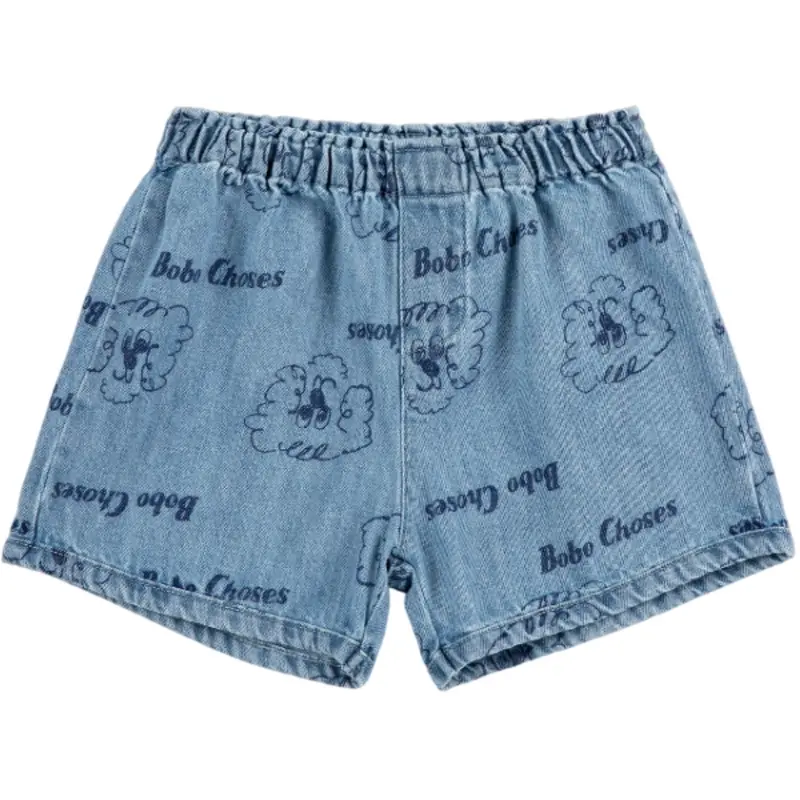 Bobo Choses Prussian Blue Pickles The Dog All Over Denim Short 1