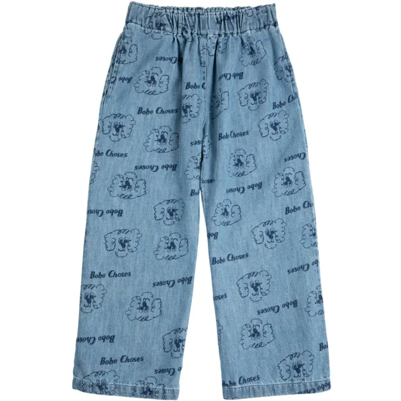 Bobo Choses Prussian Blue Pickles The Dog All Over Light Denim Pants 1