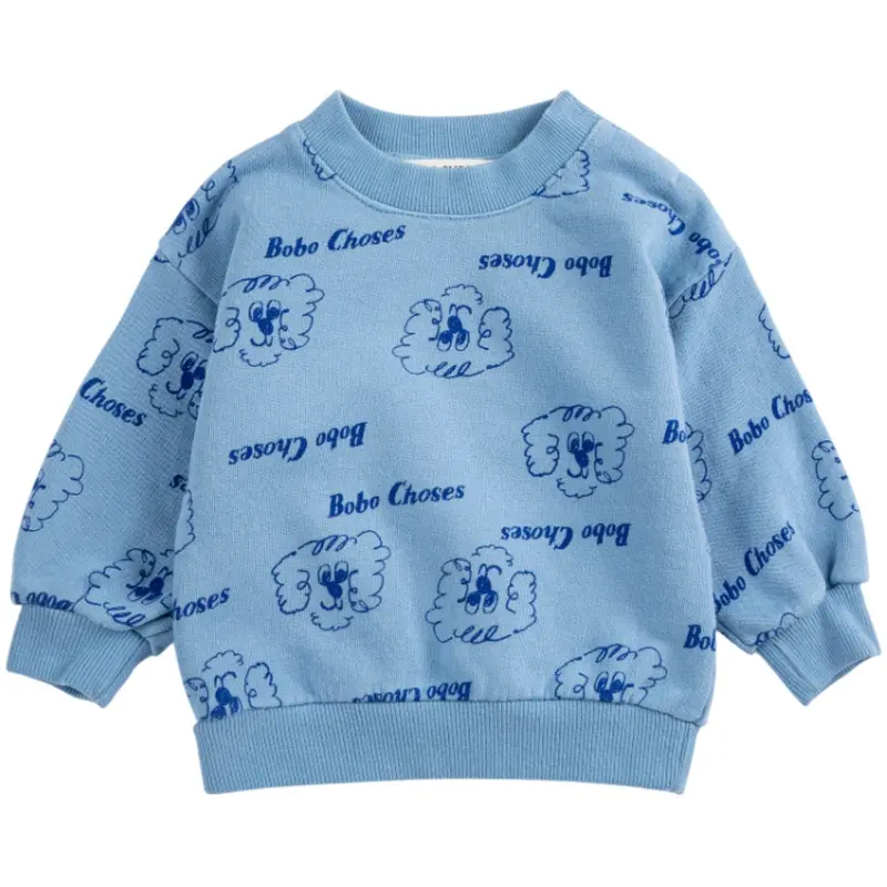 Bobo Choses Prussian Blue Pickles The Dog All Over Sweatshirt 1