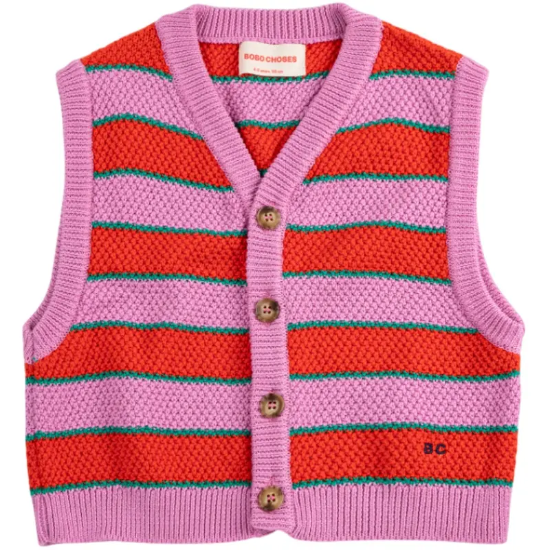 Bobo Choses Purple Bc Striped Knitted Vest 1
