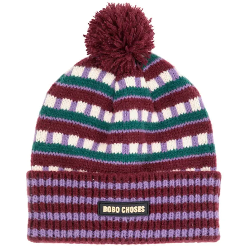 Bobo Choses Purple Jacquard Beanie 1