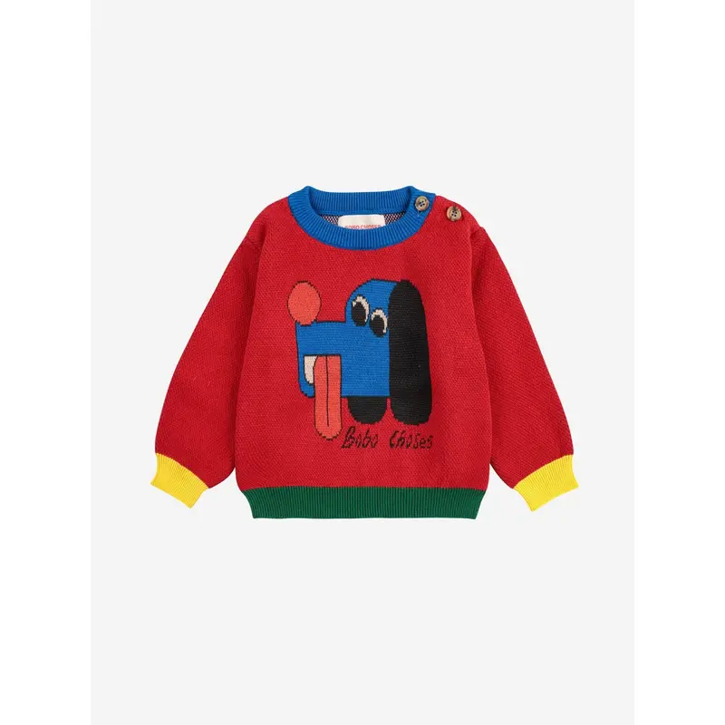 Bobo Choses Red Doggy Mate Jacquard Jumper 1
