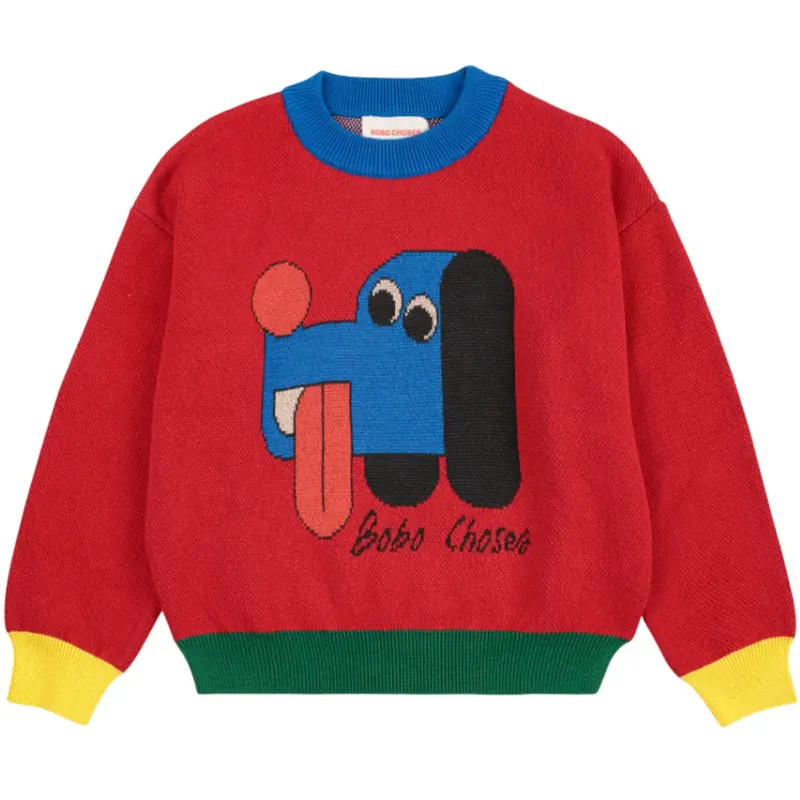 Bobo Choses Red Doggy Mate Jacquard Jumper 1