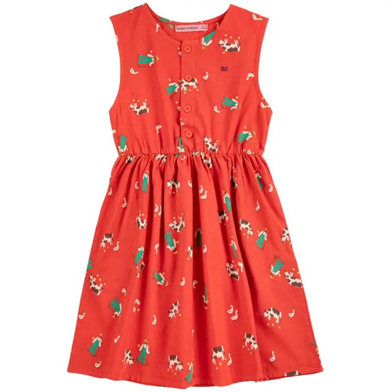 Bobo Choses Red Farm Adventure All Over Woven Dress 1