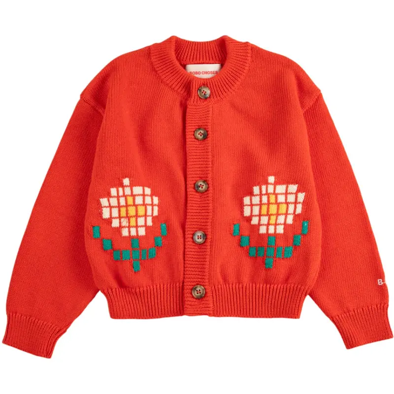 Bobo Choses Red Pixel Daisy Cardigan 1