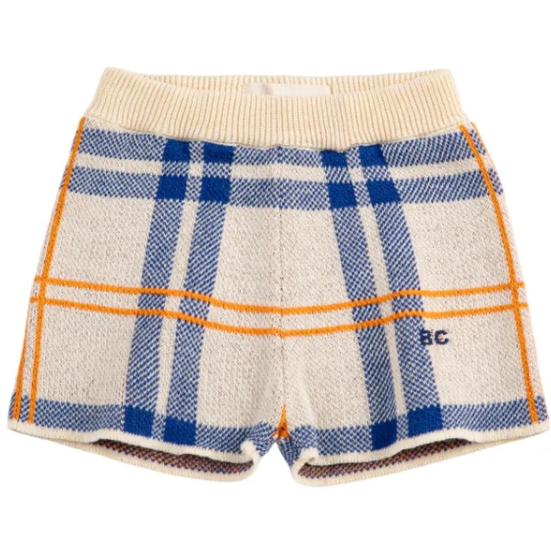 Bobo Choses White Fun Tartan Knitted Shorts 1