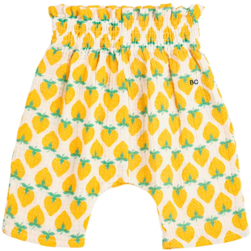 Bobo Choses White Strawberry All Over Woven Pants 1