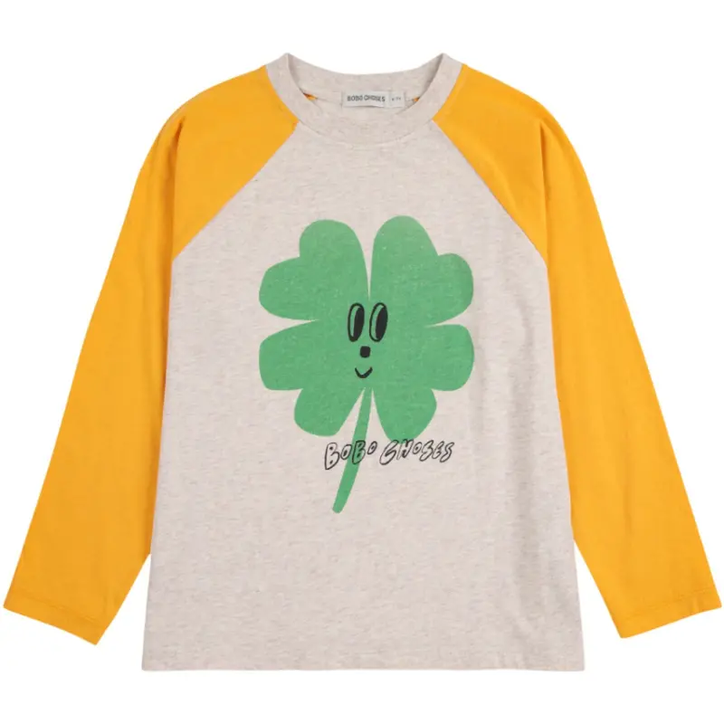 Bobo Choses Yellow Lucky Clover Ranglan Sleeves T-Shirt 1