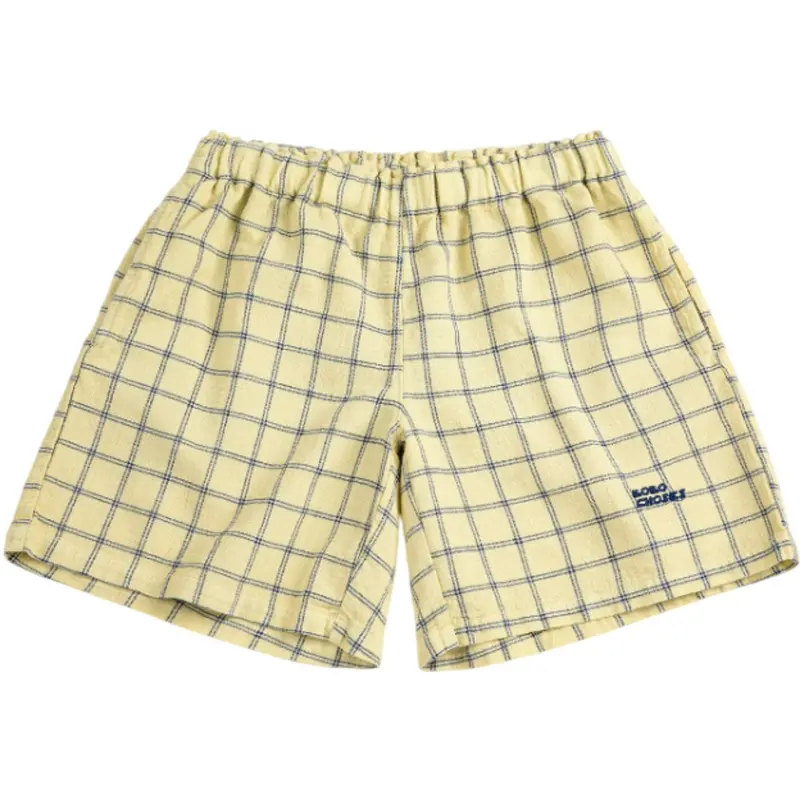 Bobo Choses Yellow Spicy Window Pane Woven Bermuda Shorts 1