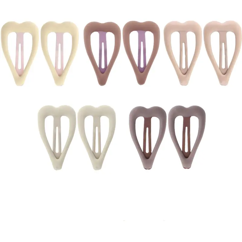 Bow's By Stær Brown Snap Hair Clip - Heart Mix (10 Pack) 1