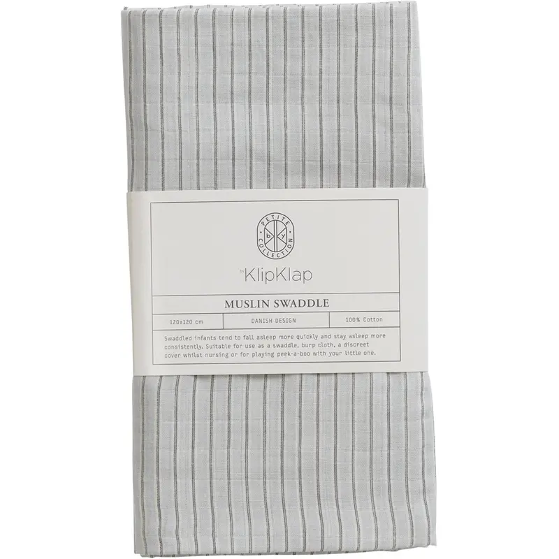 By Klipklap Moon Grey Alfred Stripe Swaddle 1