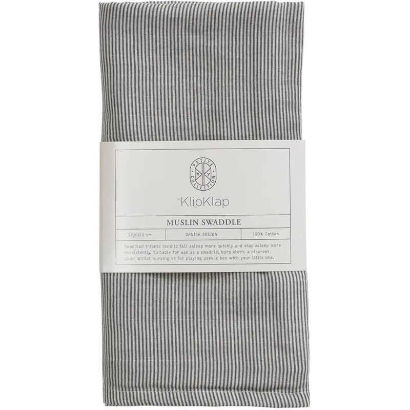 By Klipklap Steel Grey Emil Stripe Swaddle 1