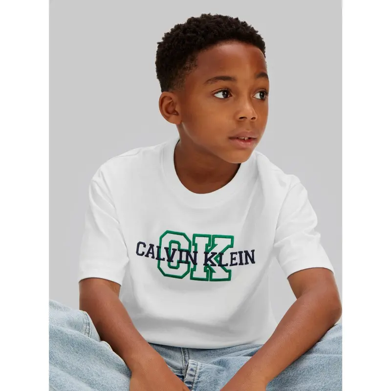 Calvin Klein White Varsity Logo Ss T-Shirt 3