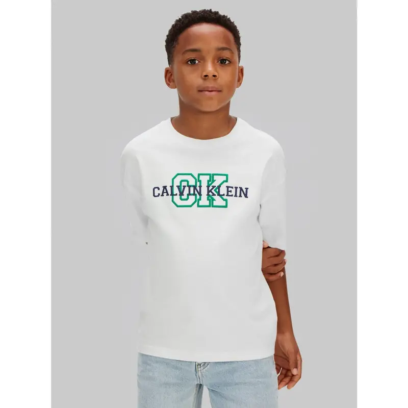 Calvin Klein White Varsity Logo Ss T-Shirt 4